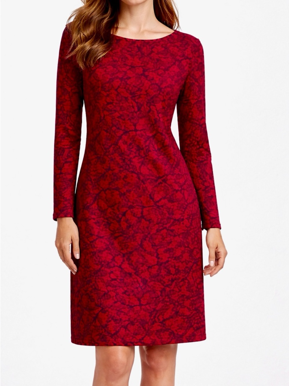 NWOT Michael Kors Deep Red Long-Sleeve A-Line Dress Size L